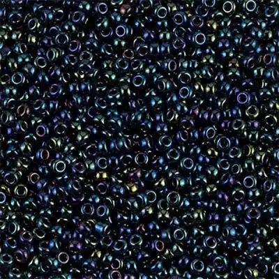 Geprüft 11/0 Miyuki Rocailles Perlen, Rund (ca. 2 mm), Farbe: Dark Blue, Metallic Iris, Röhrchen mit ca. 24 Gramm