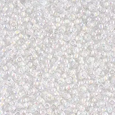11/0 Miyuki Rocailles Perlen, Rund (ca. 2 mm), Farbe: Crystal, White Lined AB, Röhrchen mit ca. 24 Gramm Billig
