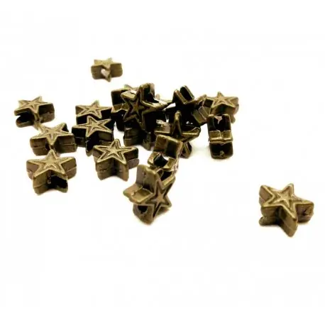 Abverkauf 10x bronzefarbene Metallperlen 6mm Sterne Perlen - Schmuckzubehör bronzefarben Metallperle